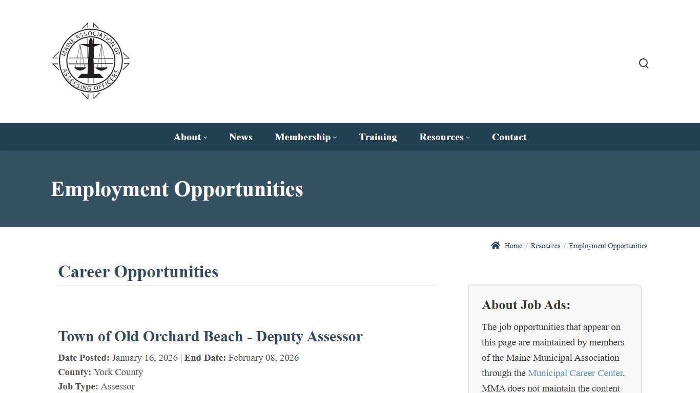 Maine Association of Assessing Officers > Resources > Employment Opportunities